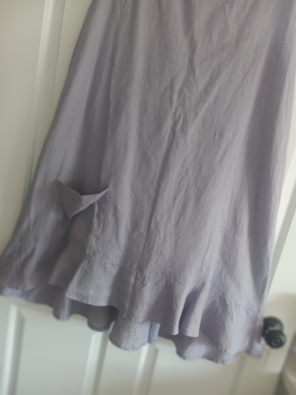 FLAX Sleeveless Linen Lavender V-Neck Dress...with Ruffles! Medium....Charming! - Picture 2 of 6
